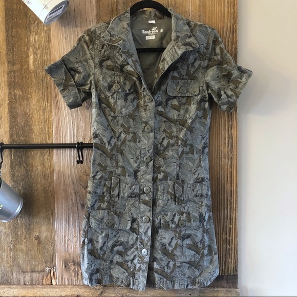 Boxfresh Dresses & Skirts - Boxfresh | Barn Owl Camo Button Down Shirt Dress